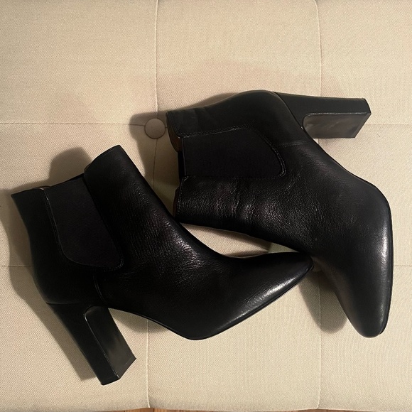 Banana Republic Shoes - Stylist Black Leather Ankle Boots, Block Heel, Size 10